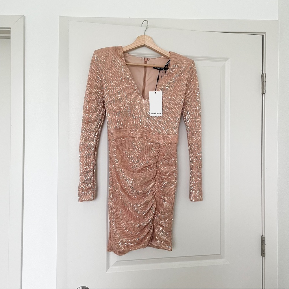 LAVISH ALICE • pleated micro sequin mini dress